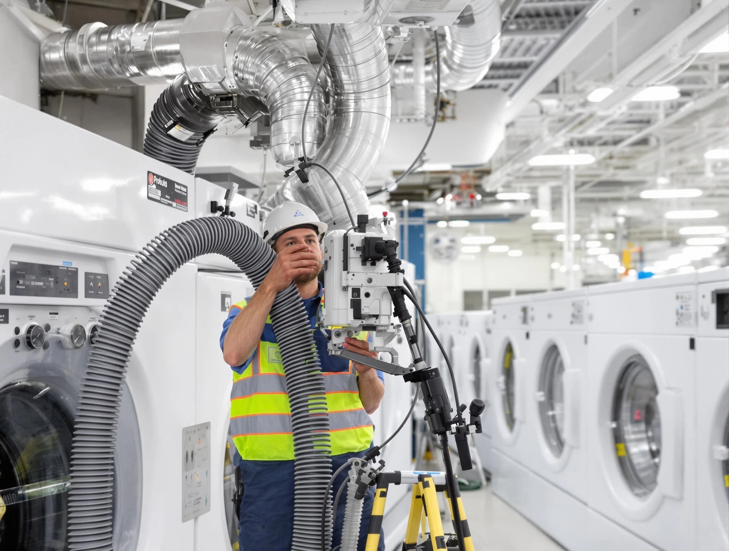 Dacula Dryer Vent Cleaning team performing commercial-grade dryer vent cleaning at a business facility in Dacula