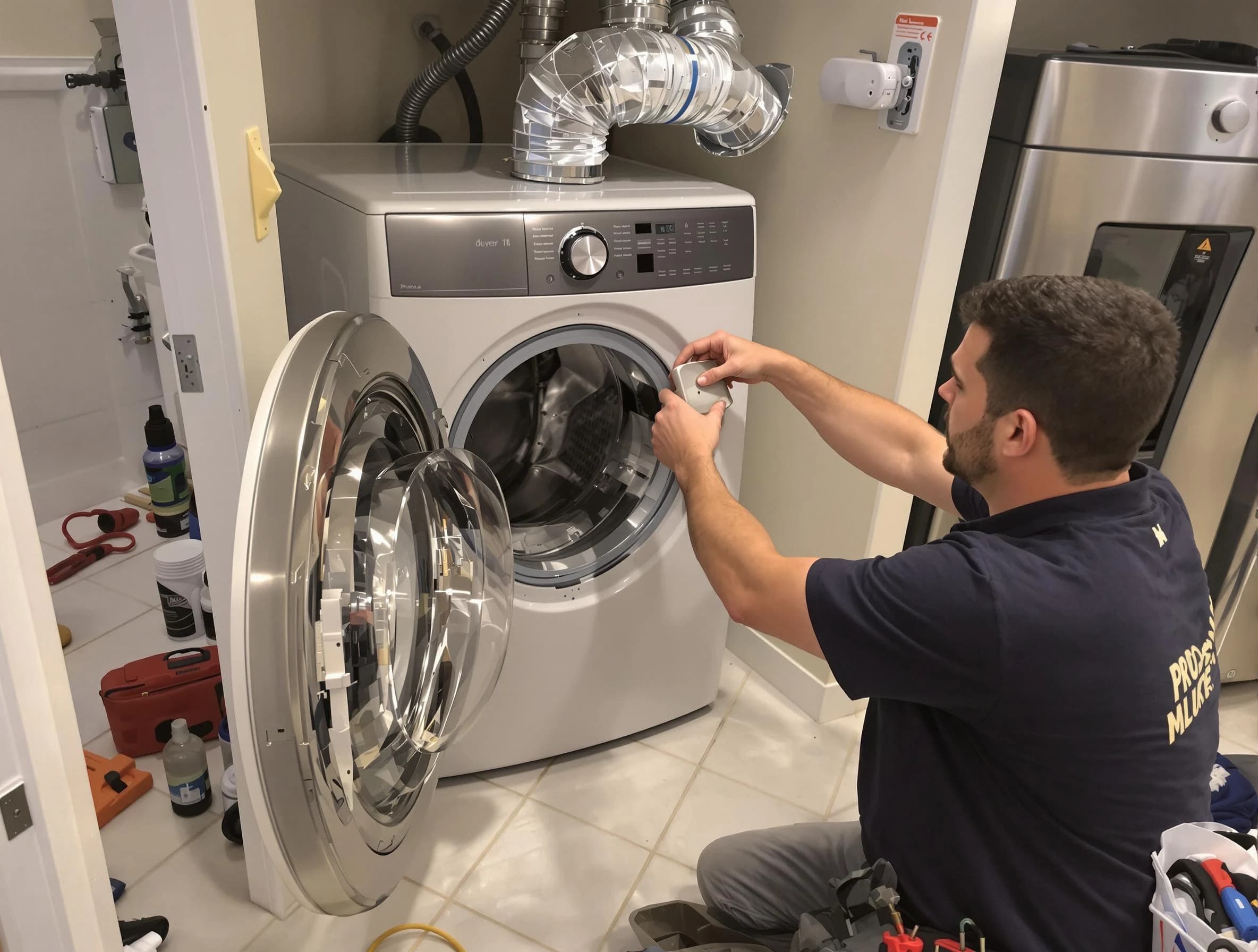 Dacula Dryer Vent Cleaning technician performing precise dryer vent hose installation in Dacula