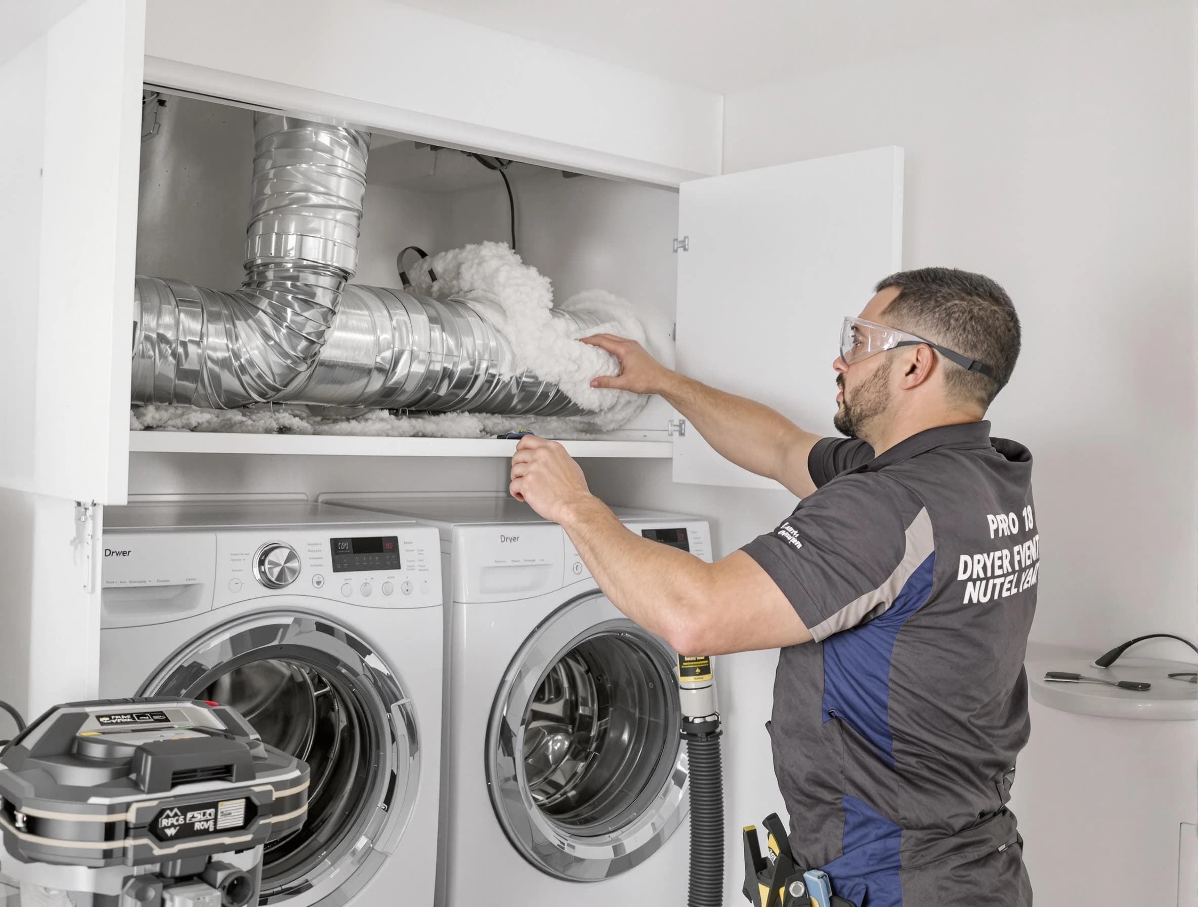 Dacula Dryer Vent Cleaning certified technician performing specialized gas dryer vent cleaning in Dacula