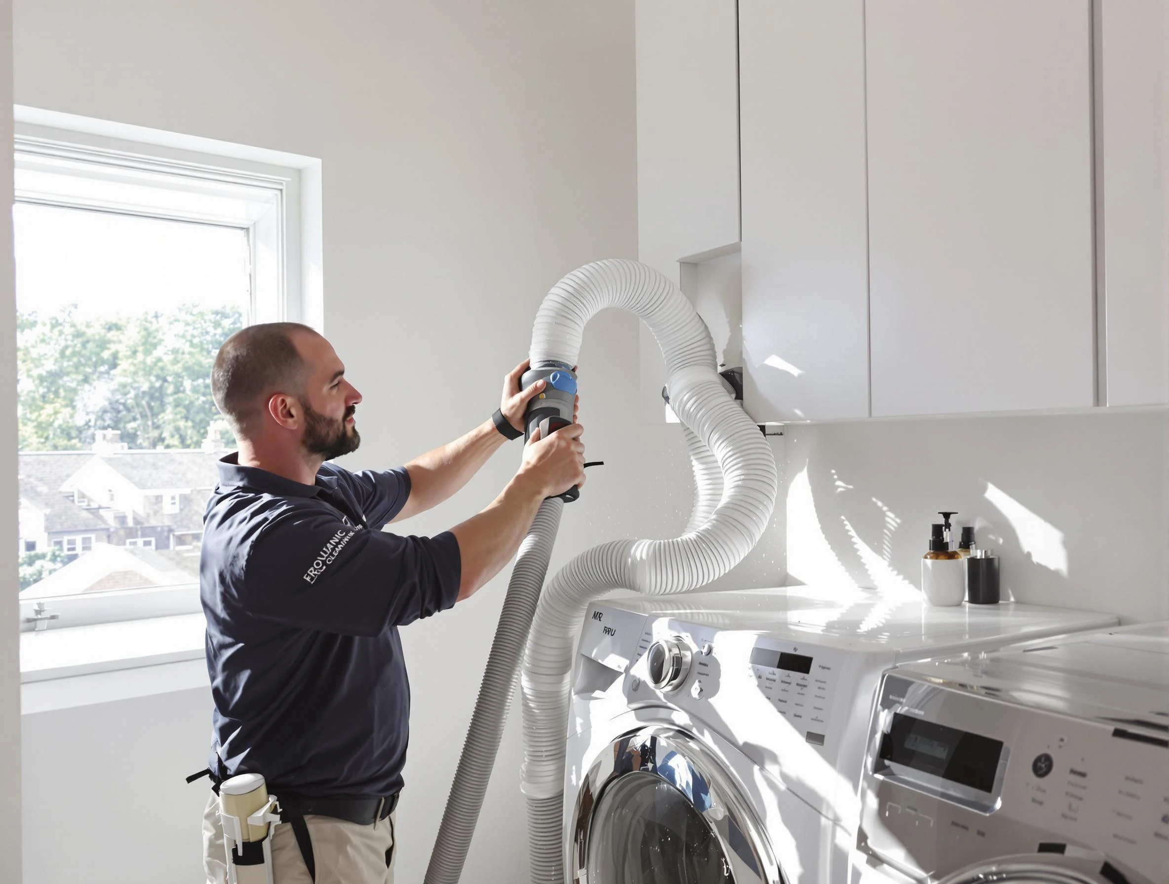 Certified Dacula Dryer Vent Cleaning technician performing dryer vent cleaning in Dacula